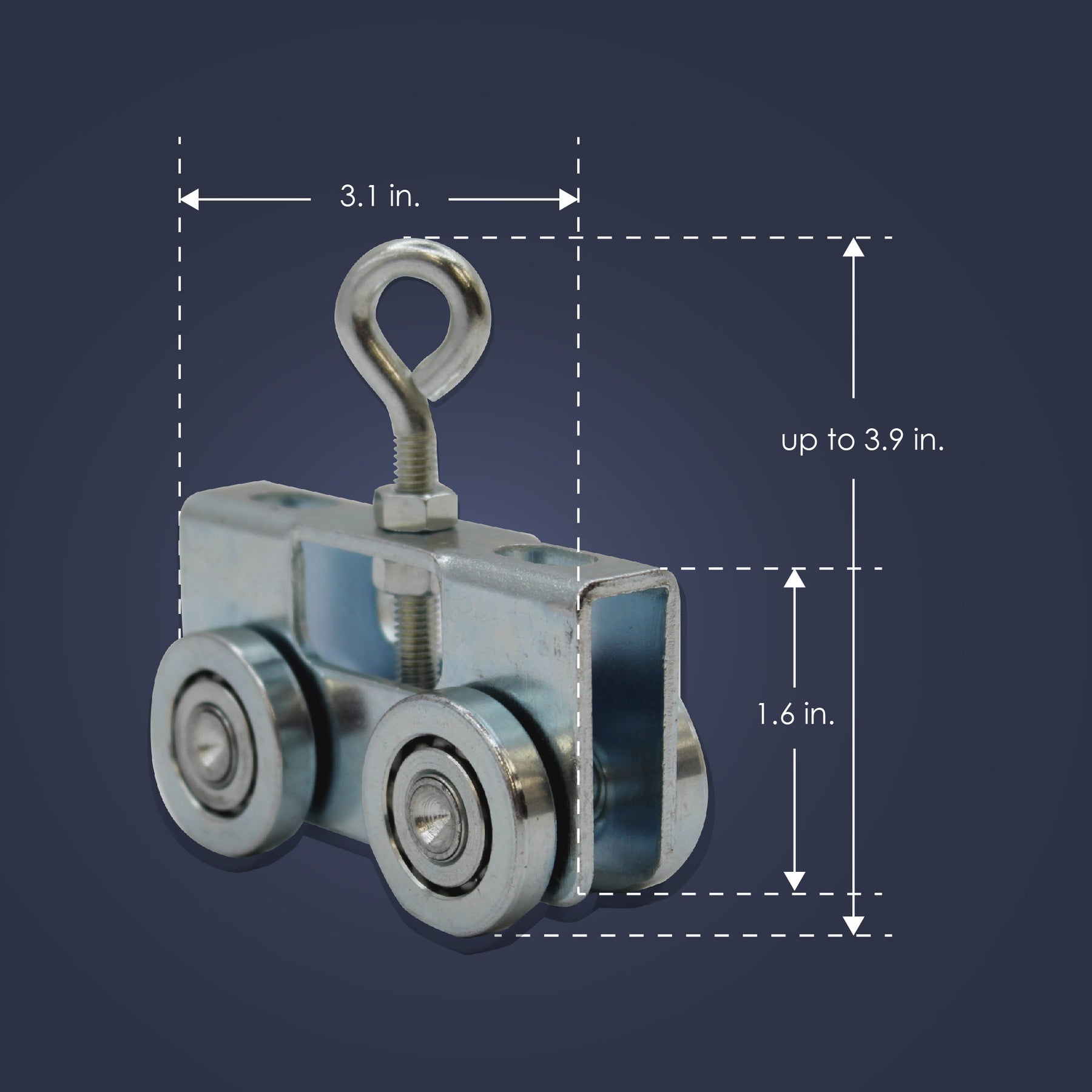 Trolley Loop 4WELT-158 4 Wheel Eye Loop Trolley for 1-5/8