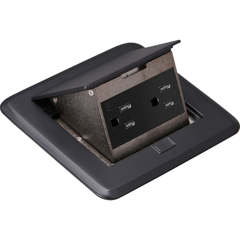 7400BK Pop Up Floor Box with 15 Amp TR Receptacle - Matte Black