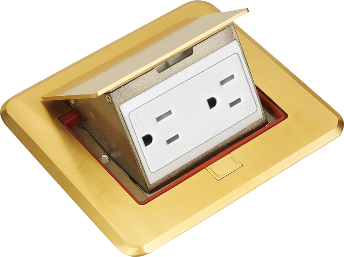 7400BR Pop Up Floor Box with 15 Amp TR Receptacle - Brass