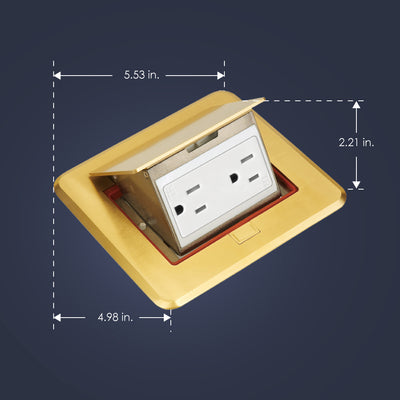 7400BR Pop Up Floor Box with 15 Amp TR Receptacle - Brass