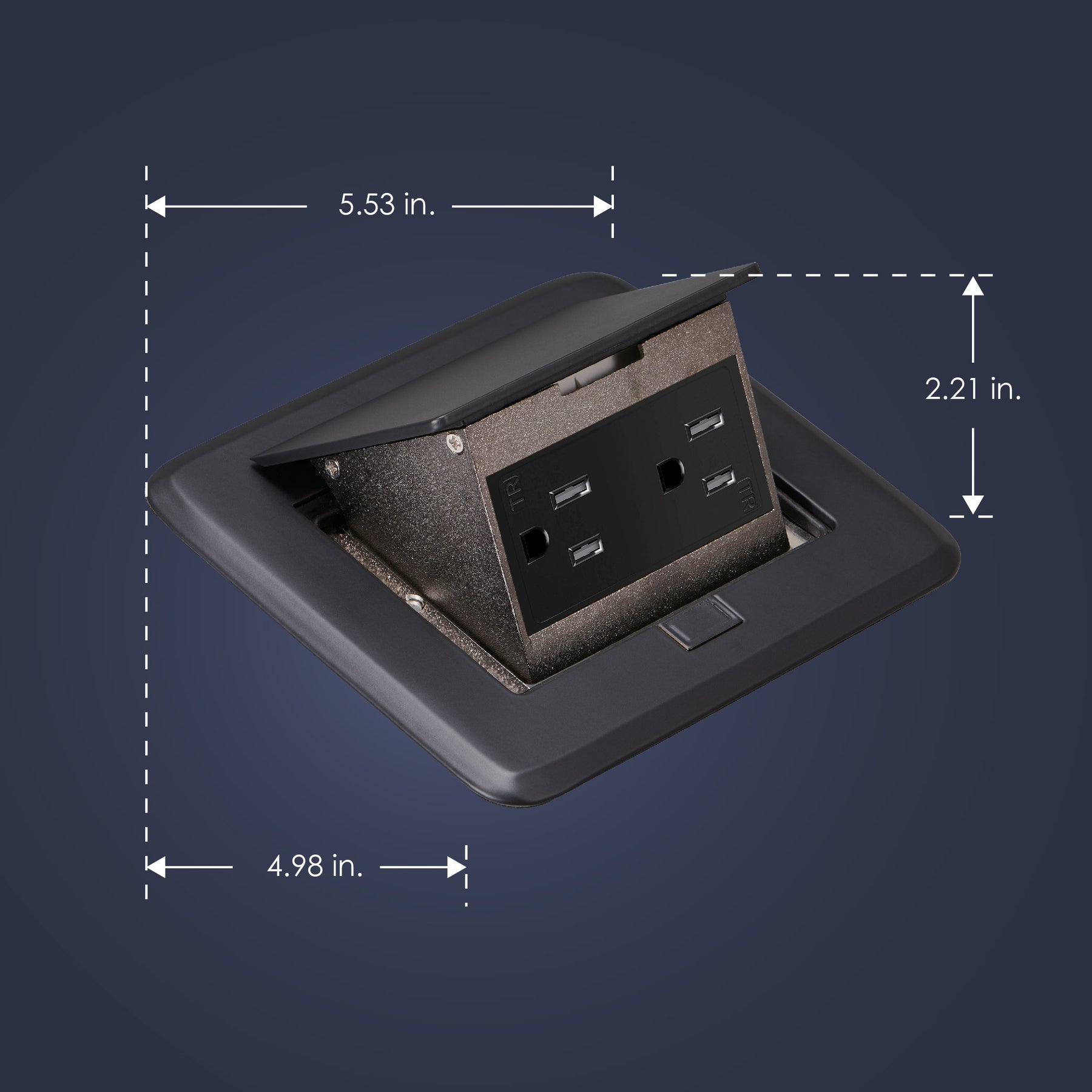Tr Box 7400BK Pop Up Floor Box with 15 Amp TR Receptacle - Matte Black ...