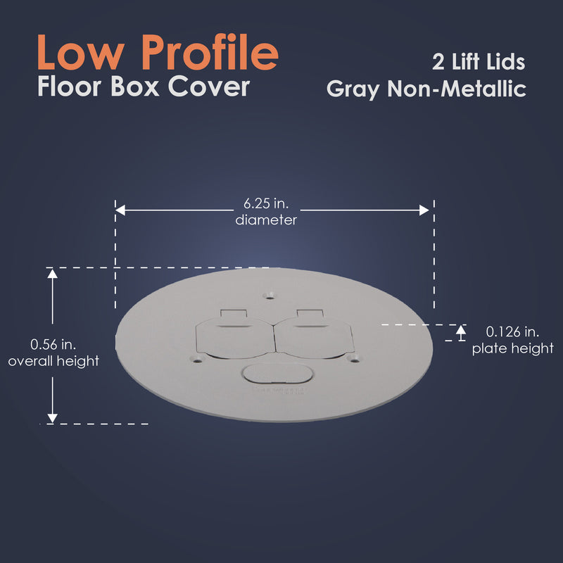 8100PVG Low Profile Floor Box Cover with Data Port, Gray