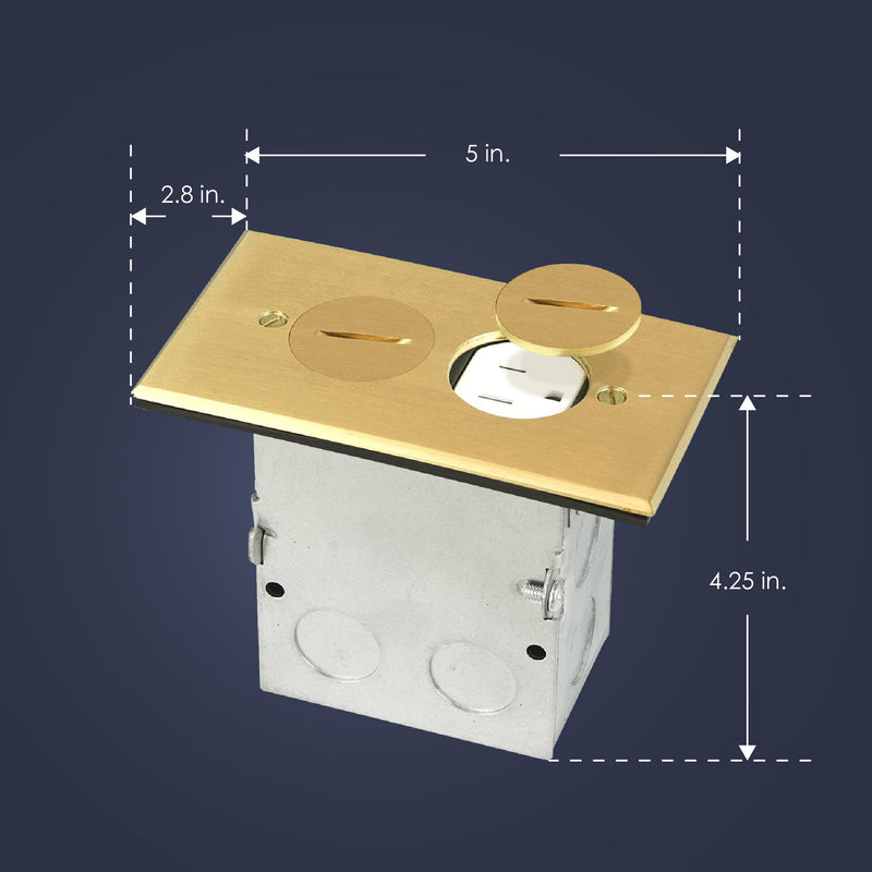 9800BR Floor Box Kit with 15 Amp TR Outlets, Brass