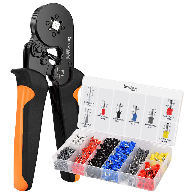 FTK1200 Ferrule Crimping Tool Kit with Wire Crimper Tool, Wire Ferrule Container, and 1200 Wire Connectors